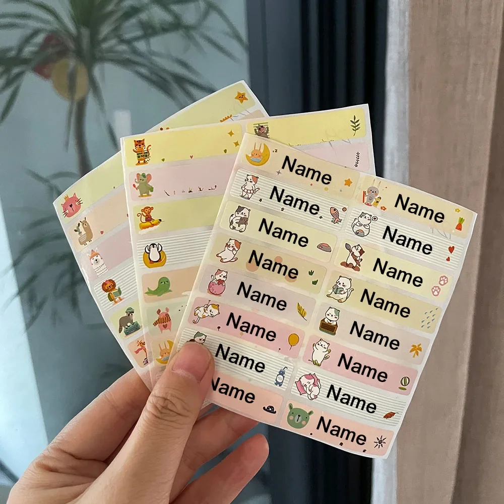 60pcs Name Tag Sticker Customize Waterproof Stickers Children School Stationery Water Bottle Pencil Kawai Name Labels for Kids