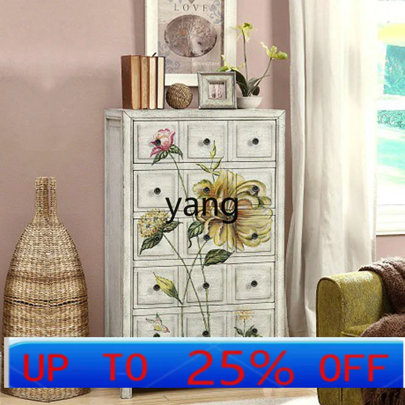 

Lcx Vintage Living Room Foyer Entrance Cabinet Bedroom Locker Painted Drawer Cabinet