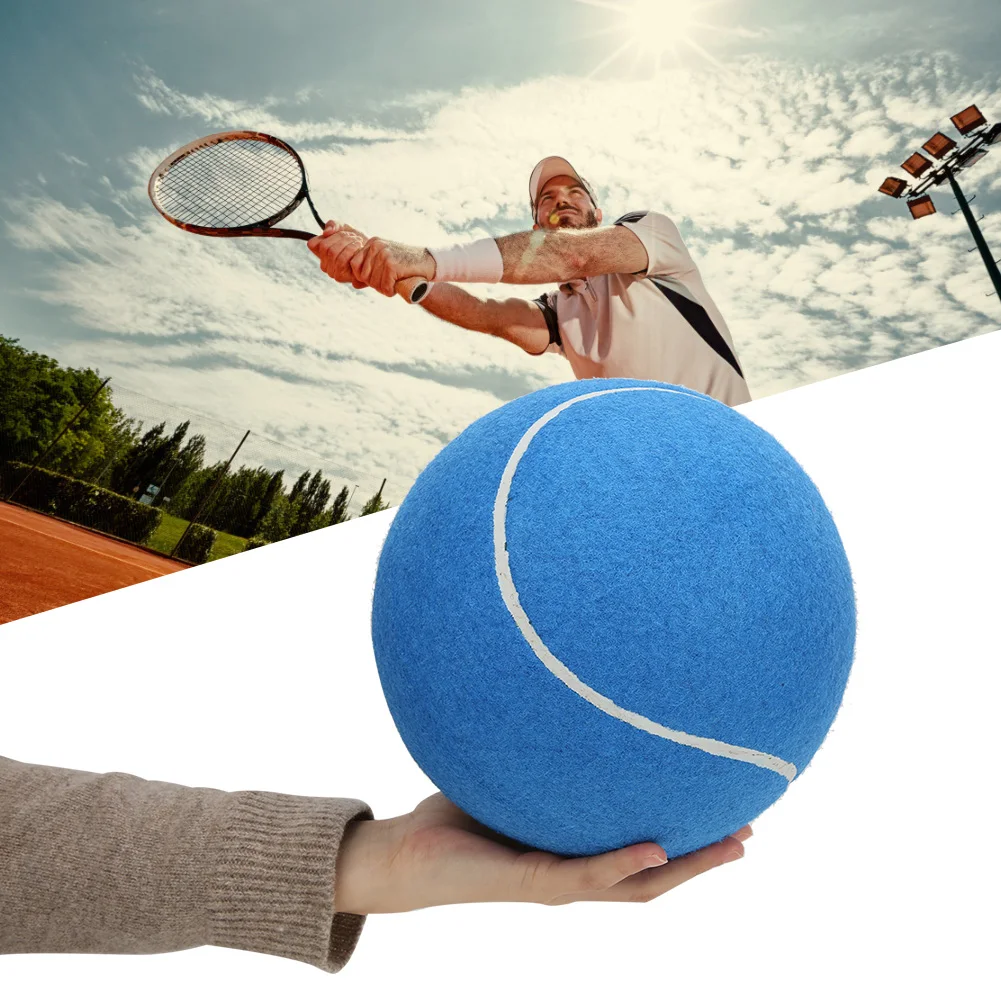 

8inches Large Inflatable Rubber Tennis Ball Signature Pet with Net for Playing Blue 8inches Tennis Ball SignatureTennis Ball