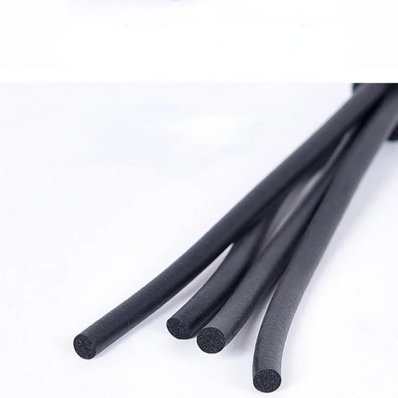 1M 2M 5M 10M EPDM Rubber Foam Sealing Strip Black Round Sponge Cord Bar Sound-proof for Cabinet Door Window Seal Dia1.5-30mm