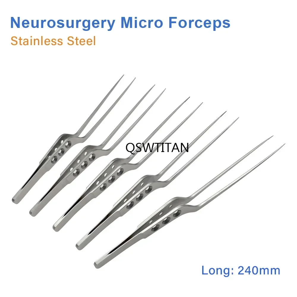 QSWTITAN Neurosurgery Micro Tweezers Dissecting Forceps Tissue Forceps Neurology Micro Instrument Stainless Steel