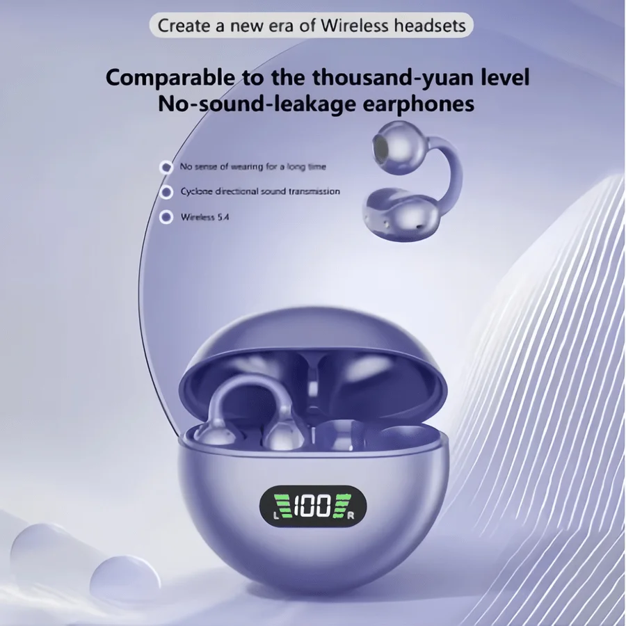 جديد Q71 TWS سماعات توصيل العظام بلوتوث 5.3 سماعات أذن بمشبك على الأذن سماعات عرض رقمية رياضية مريحة