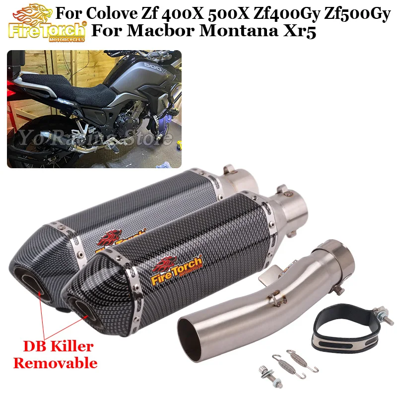 For Colove Zf 400X 500X Zf400Gy Zf500Gy Macbor Montana Xr5 Motorcycle Exhaust System Escape Moto Modified Muffler With Link Pipe