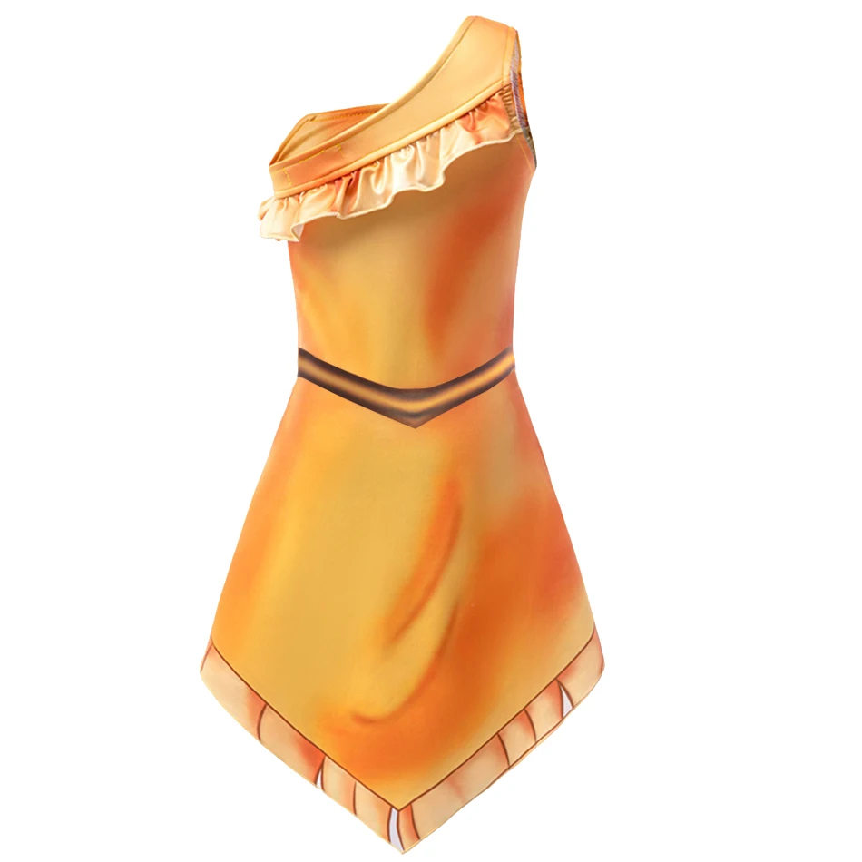 ديزني بوكاهونتاس تأثيري فستان الأميرة الفتيات هالوين كرنفال ملابس الحفلات الاطفال مرحلة الأداء تمويه زي شخصية كرتونية