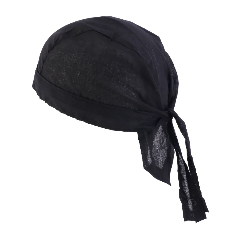 Sombrero Bandana transpirable de algodón Durag para hombre y mujer, gorro de pirata para quimio, accesorios para el cabello de Color sólido, do doo