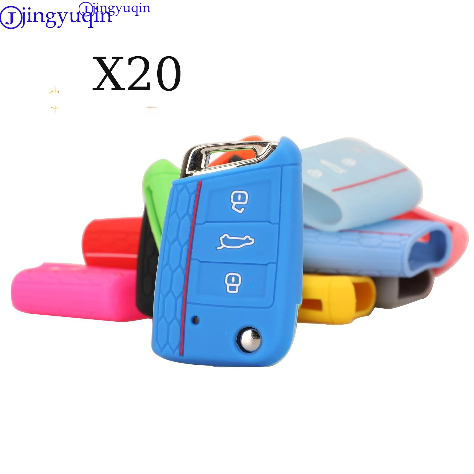 jingyuqin 20ps 3 Buttons Remote Car-Styling Accessories Key Case Cover For Volkswagen VW Golf 7 mk7 Silicone Key Protect Case
