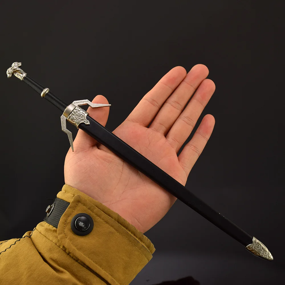 30cm 은색 검 흰색 늑대 Geralt 강철 검 22cm 게임 주변 중세 기사 사무라이 검 무기 모델 선물 장난감 소년