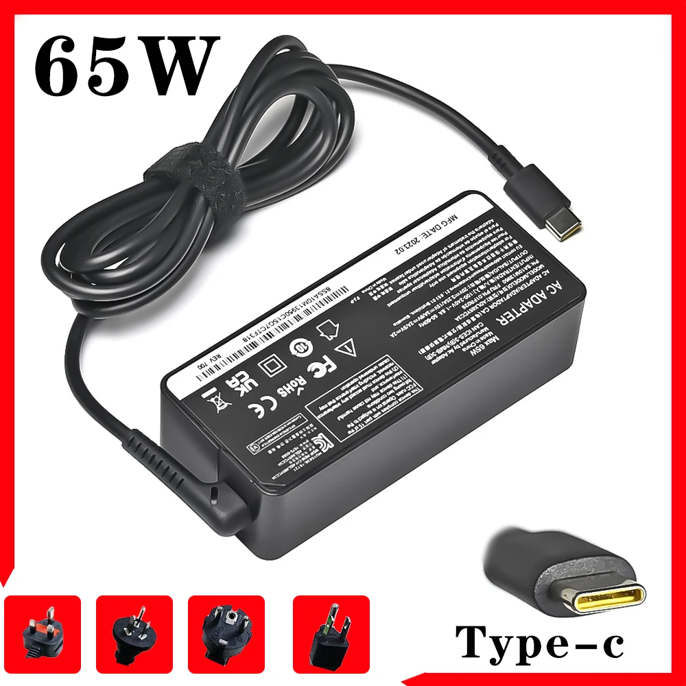 

65W 20V 3.25A TypeC AC Adapter Laptop Charger for Lenovo ThinkPad X280 X380 X390 X395 L580 ADLX65YLC3A ADLX65YCC3D