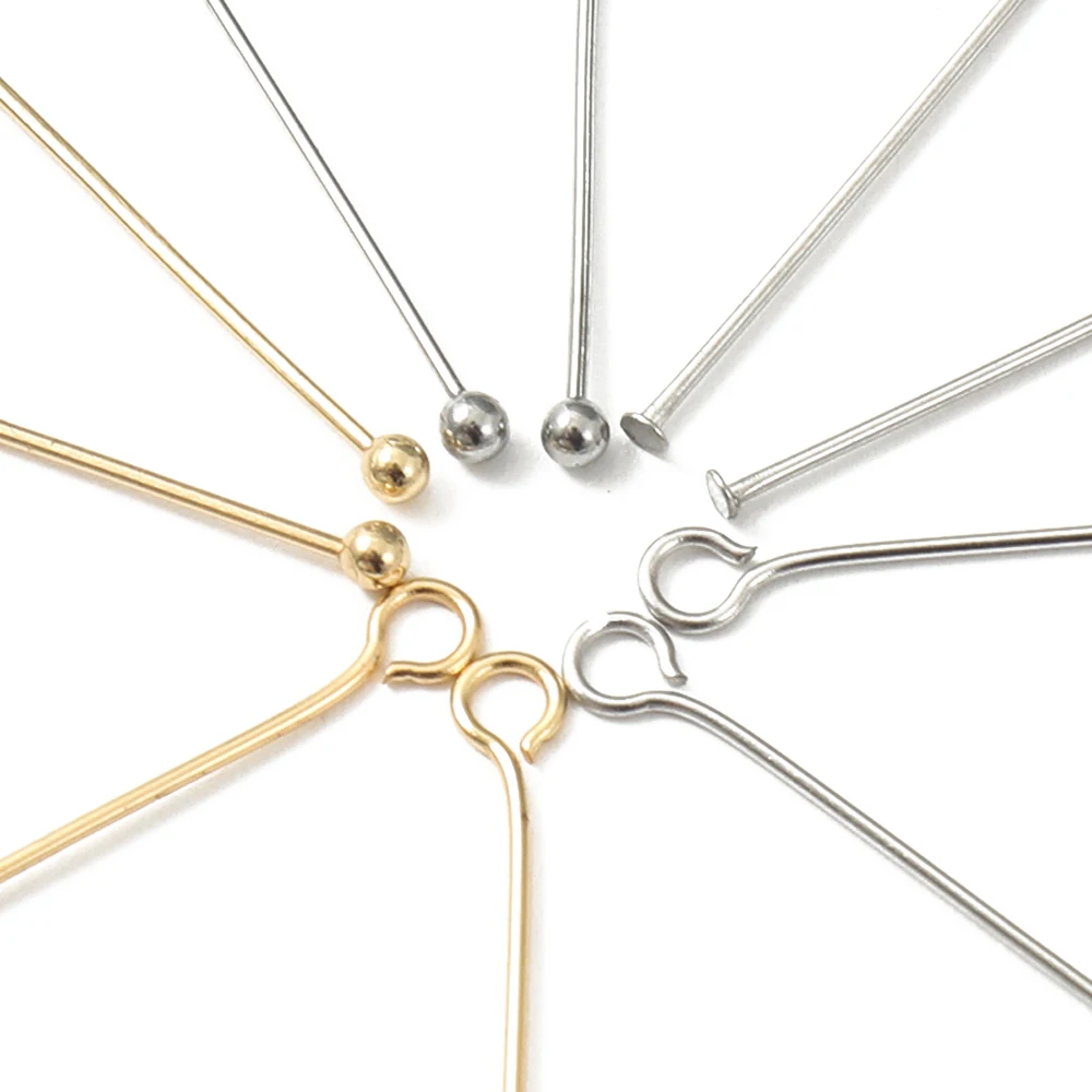 

100Pcs 20/30/40mm Stainless Steel Flat Head Pins Ball Eye Headpins For DIY Earrings Beading Jewelry Making Supplies Accessories