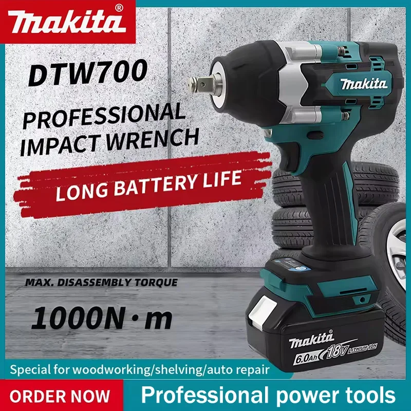

Аккумуляторный бесщеточный ударный гайковерт Makita DTW700 18В - Мощный электроинструмент с высоким крутящим моментом, бесплатная доставка