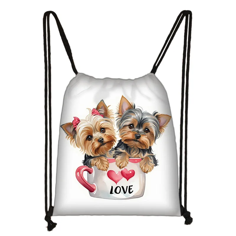 Yorkshire Terrier Backpacks Yorkie Mom Children School Backpack Puppy Dogs Painting Storage Bag Shoes Holder School Supplies