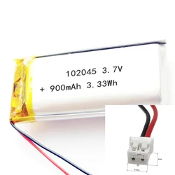 3.7V 900Mah 102045 litowo-jonowa litowo-polimerowa bateria 2.0 JST 2Pin do tabletu MP3 DVD POWER BANK z zasilaniem GPS MP4