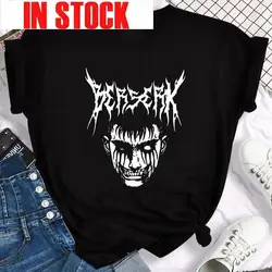 Japońskie Anime Berserk wydruk graficzny T Shirt codzienna moda Vintage wycięcie pod szyją krótki rękaw Plus rozmiar T Shirt kobiet