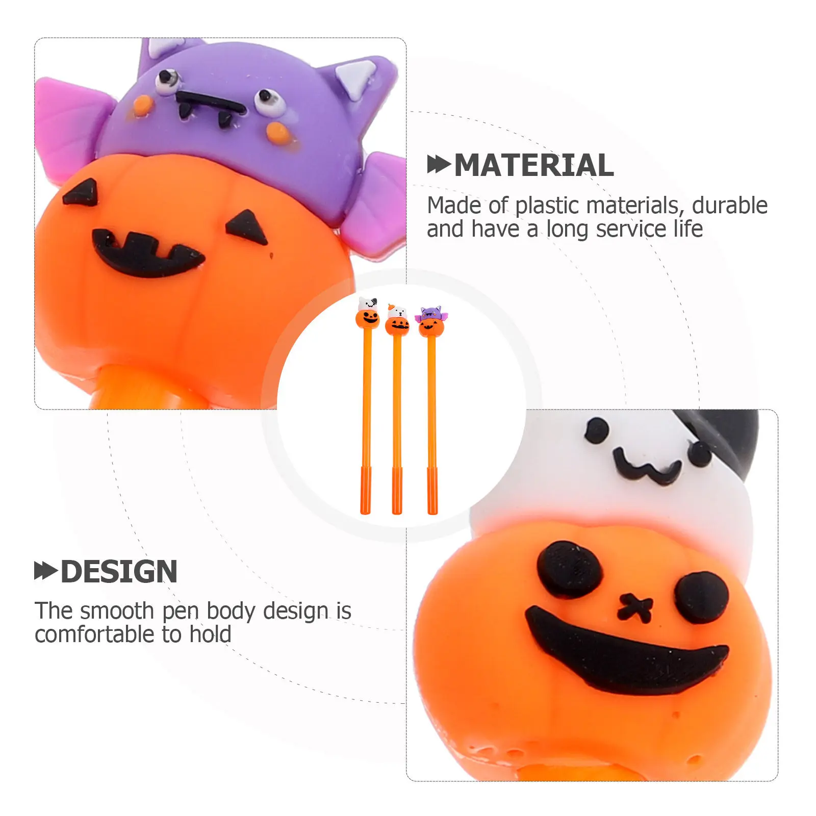 

3Pcs Pumpkin Ballpoint Pens Smooth Writing Halloween Theme Cute Kawaii Design for Note Taking Students Gifts Halloween Pens