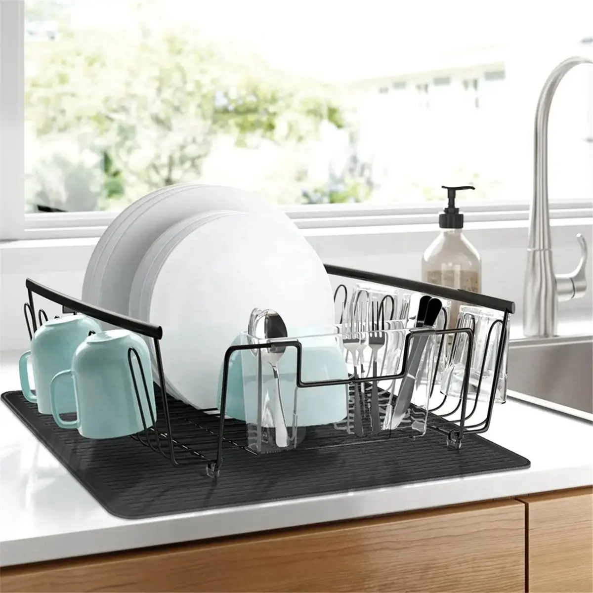Okay Glass Stove Protector Mat Protector Dish Drying Mats for Kitchen Range Covers for Electric Stove 71x50.8cm Grey