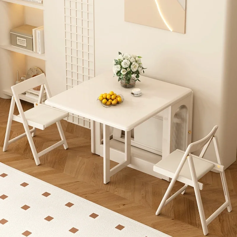 Cream Style Wooden Dining Tables Foldable Storage Multifunctional Extendable Dining Tables Creative Muebles Furniture WZ50DT