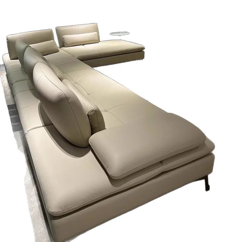 

Sofa Italian minimalist backrest front and rear movable leather fabric size apartment