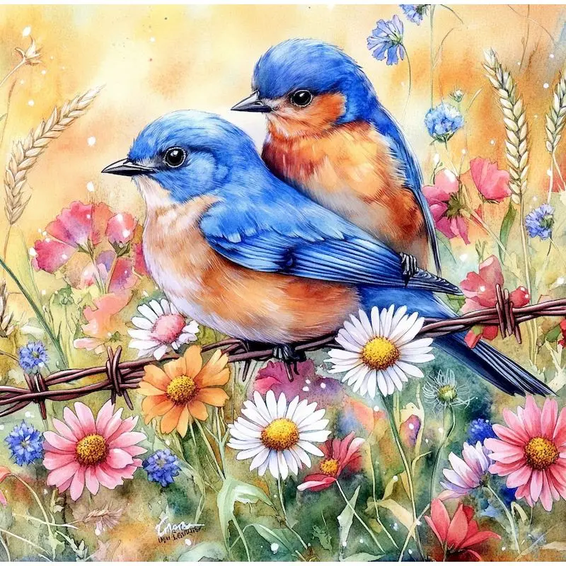 

GATYZTORY Acrylic Paint By Numbers Animal Coloring Drawn Picture On Canvas Branch Birds Handpainted Art Painting Home Decor