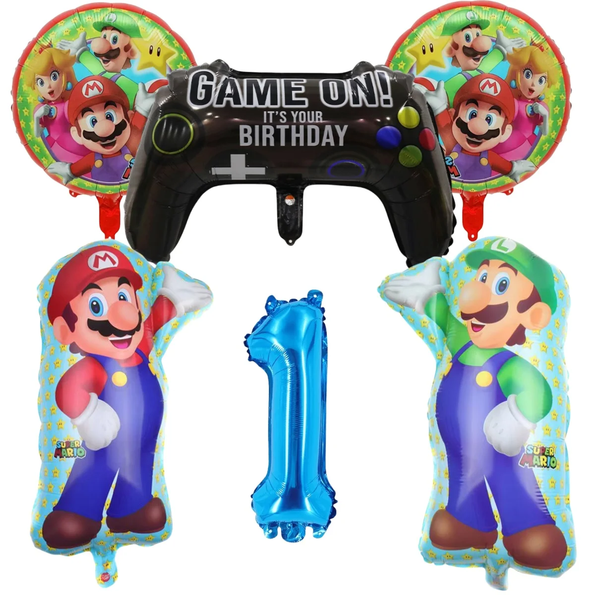 NONE Cartoon Marios Ballon Geburtstag Party Liefert Einweg Geschirr Set Hintergrund Banner Hut Baby Dusche Tasse Teller Servietten 8