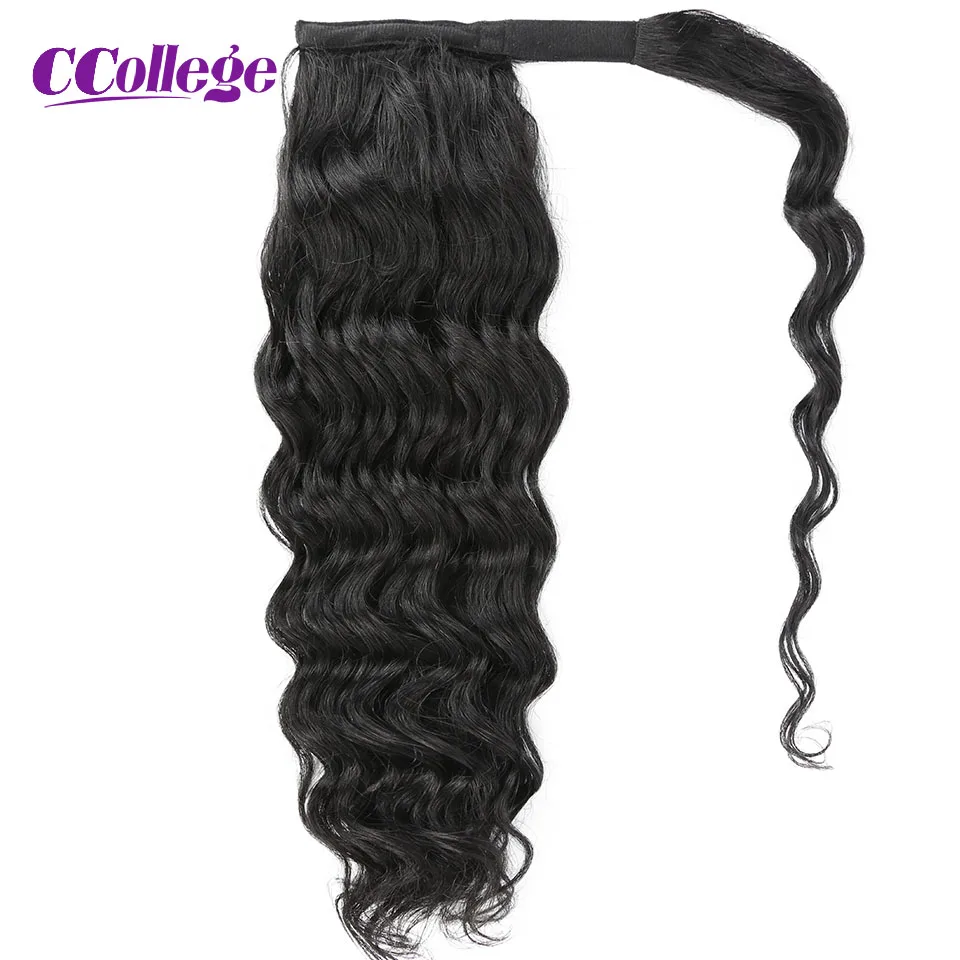 Ponytail Human Hair Wrap Around Ponytail Extensions Straight Curly Water Wave Kinky Straight 8-30 Inches Long Hair Natural Color