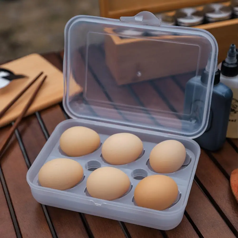 6 Grids Egg Storage Box Egg Storage Case Egg Dispenser Refrigerator Egg Tray Egg Organizer Case Outdoor Camping Egg Carrier