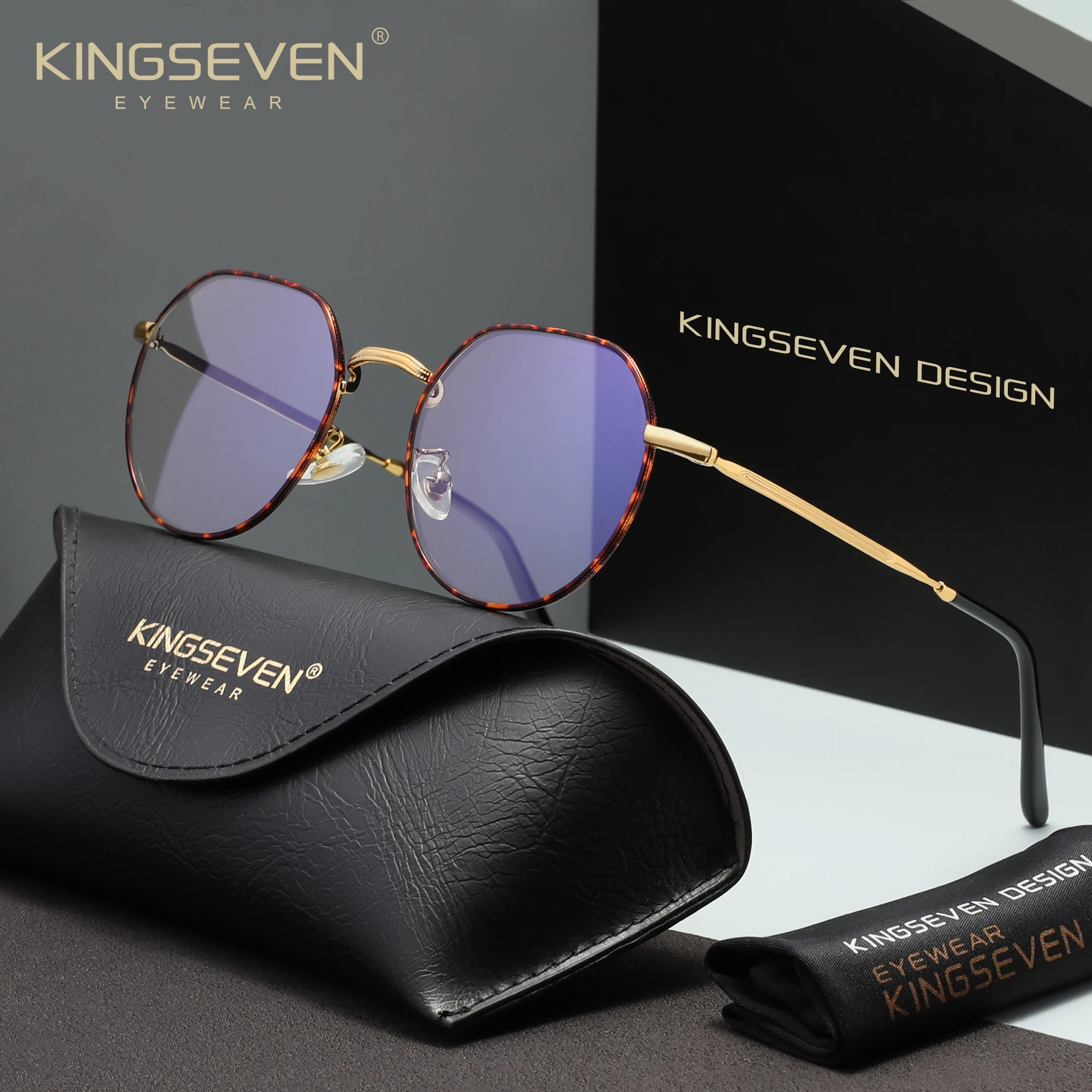 KINGSEVEN Blau Licht Blockieren Gläser Männer Frauen Computer Schutz Anti-Blue Ray Gläser Runde Rahmen Transparente Linse Brillen