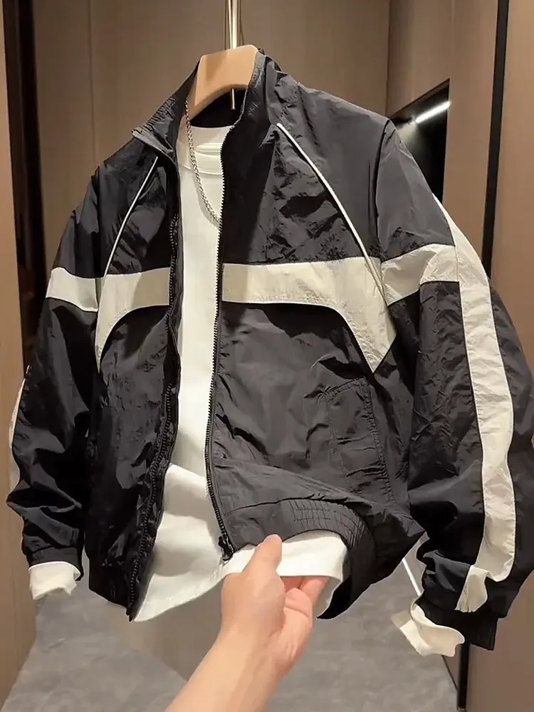 

Casual Men's Jaet Spring Autumn Faion Color Blo Stand Collar Outerwear Polyester Cotton Blend Long Sve Zipper Closure