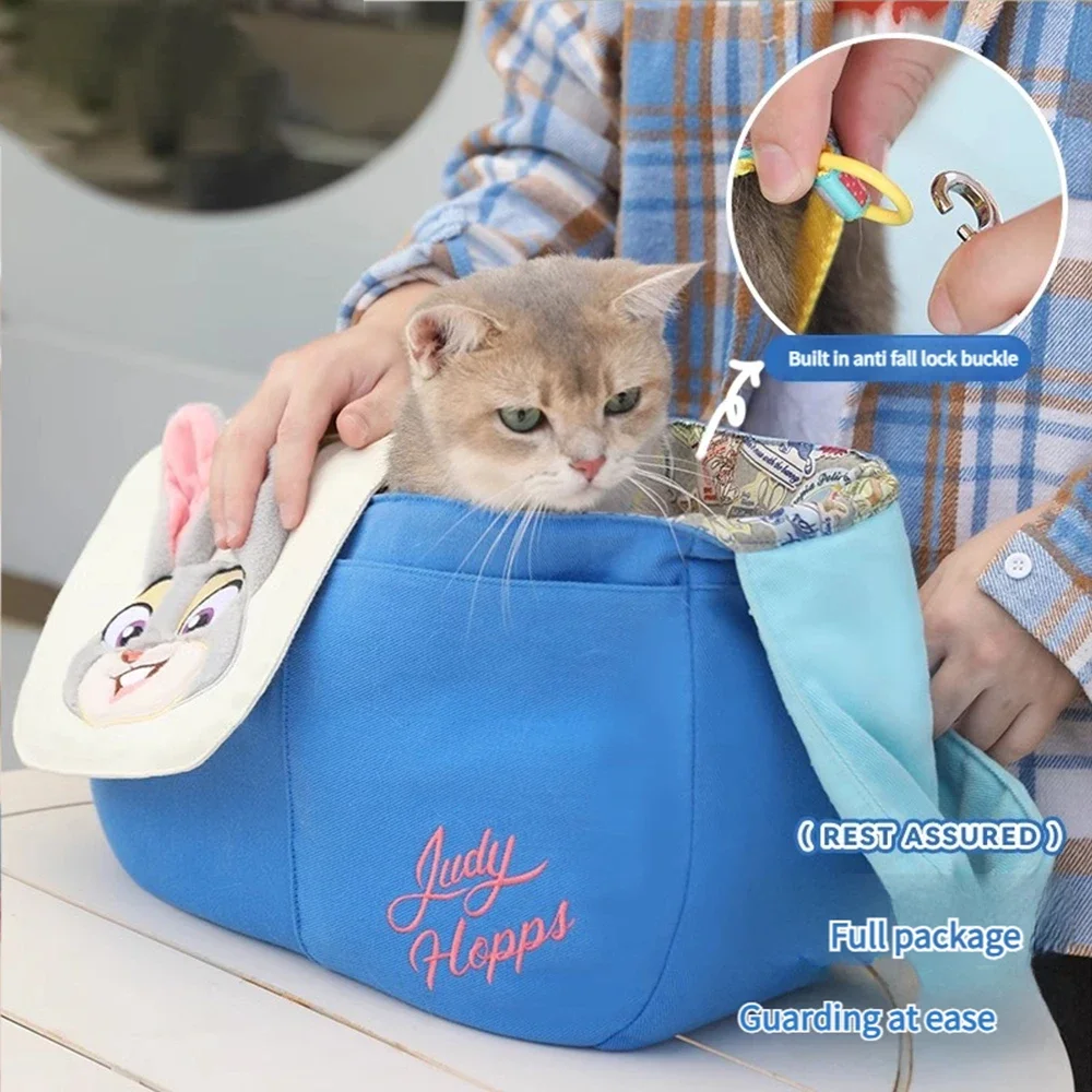 Zootopia Judy Hoppers Bolso bandolera grande para mascotas, bolso de mano espacioso para gatos y perros pequeños, mochila de viaje al aire libre manos libres