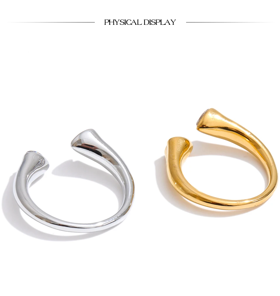 Yhpup 2026 Edelstahl Zirkonia Herz Verstellbarer Ring 16 Karat Platin PVD plattiert Zarter Charm Fingerschmuck Empfehlen – Detail 3