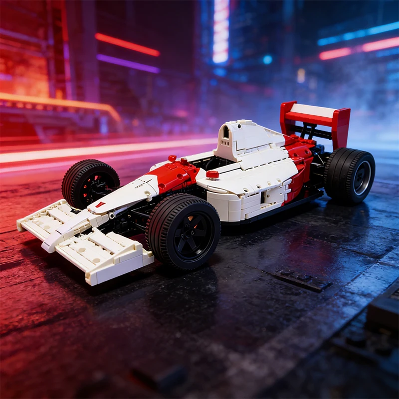 2863Pcs Red White Vintage Open Wheel Racing Vehicle Model MOC Custom Puzzle Technical Diy Assembly Building Blocks Popular Gift