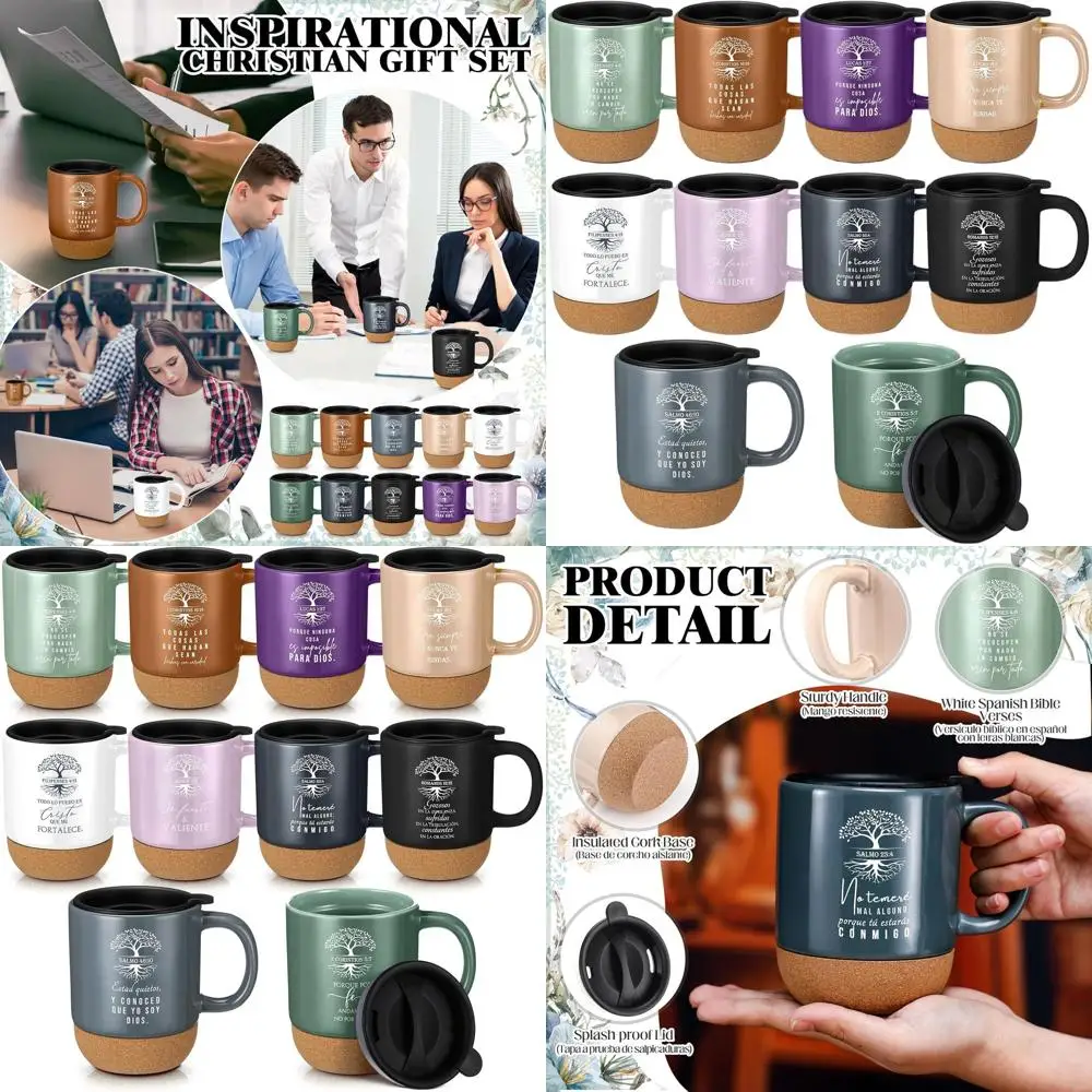 

Набор из 10 кружек с христианскими библейскими стихами на 15 унций — дизайн испанского дерева жизни для церков, пасторов и духовенства