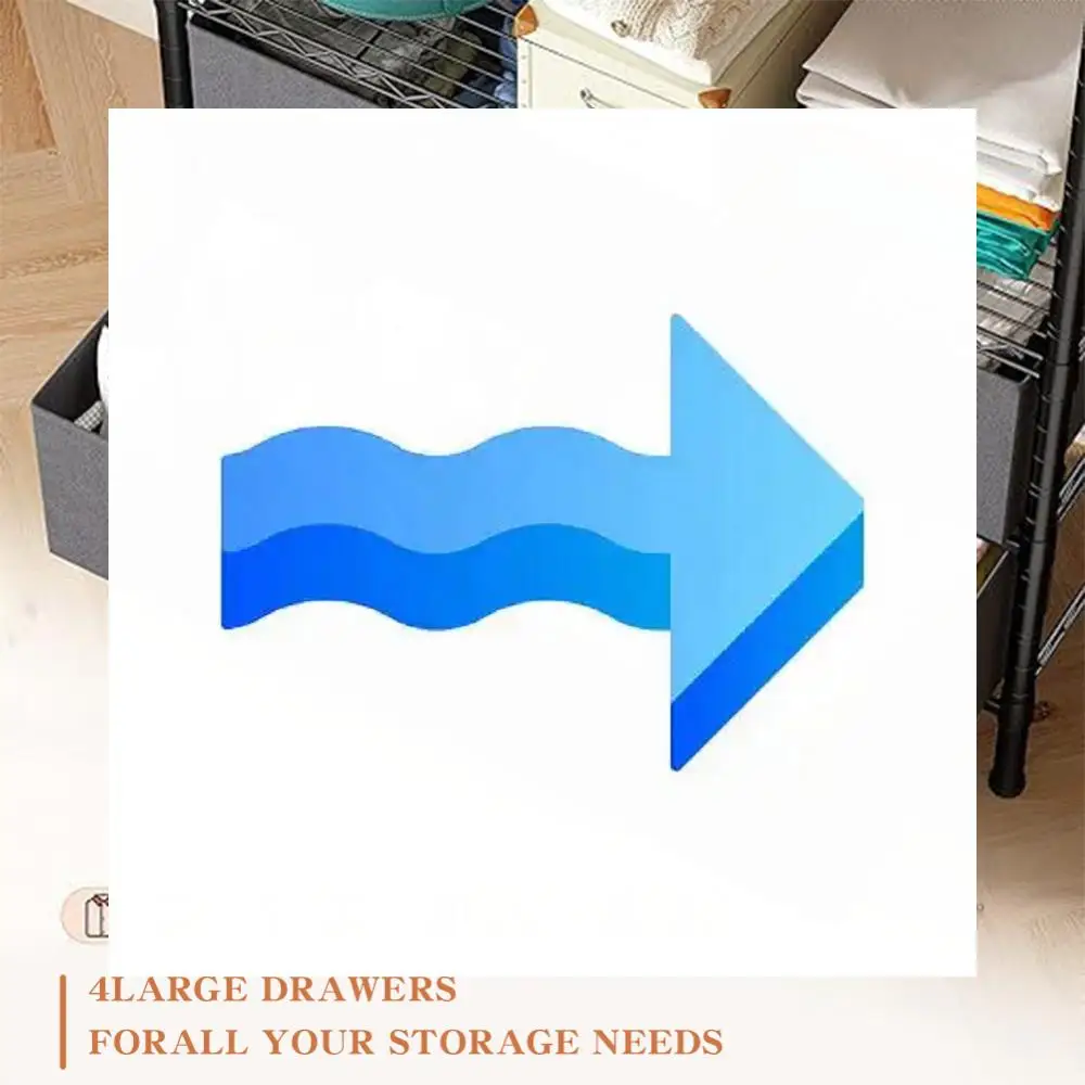 

Metal Clothing Rack with 4 Large Fabric Drawers Portable Closet Clothes Hanging Rack on The Ground for Bedroom Living Space