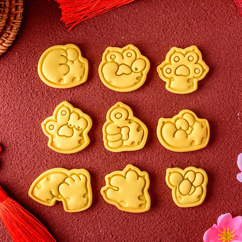 Cartoon Tiger Palm Cookie Mold Cute Animal Paw Cookie Cutter Stamps Fondant Icing Butter Biscuit Mold DIY Baking Cake Tools
