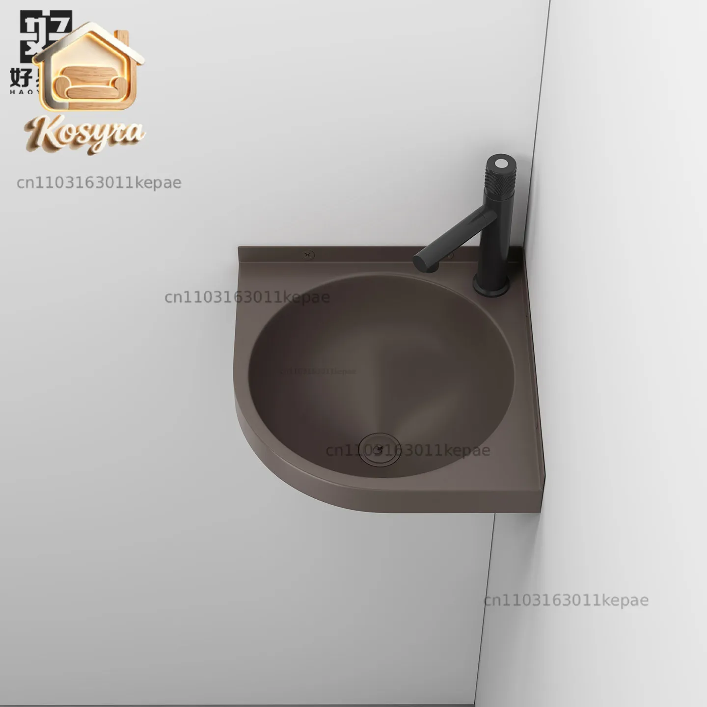 

Brown 304 stainless steel wall-mounted triangular basin household small apartment bathroom mini corner wash basin basin