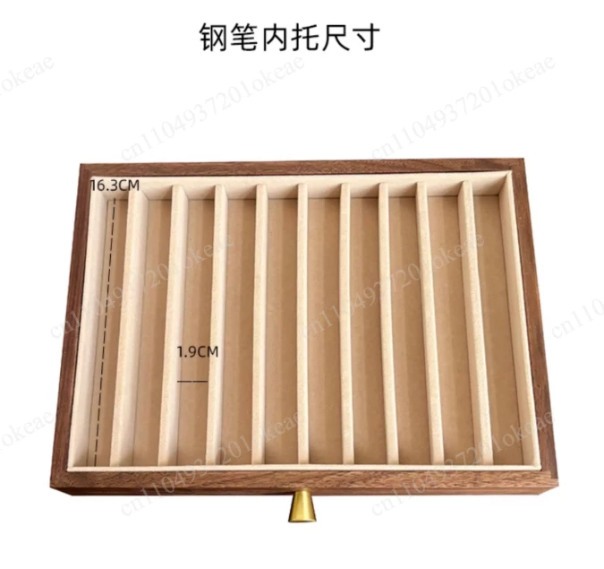 Multi-layer Drawer Storage Box, Black Walnut Wood Pen Organizer with Brass Handle, Large Capacity Desk Display Case