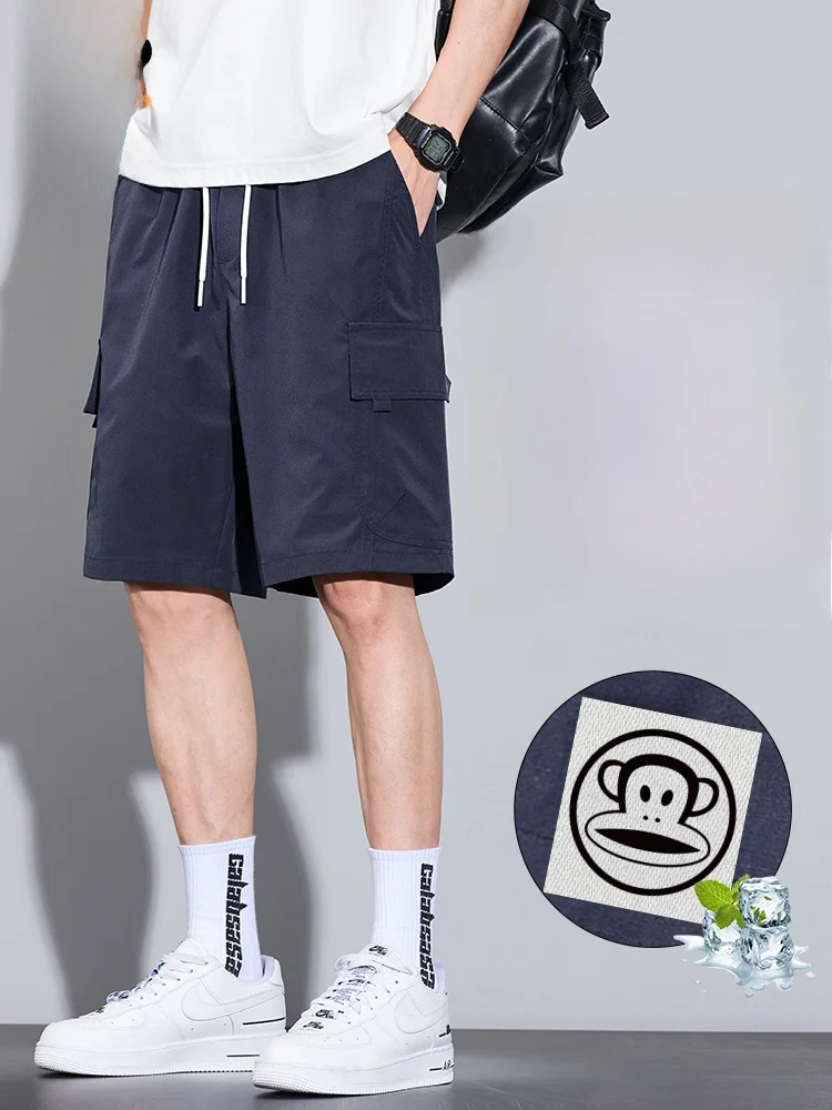 

Мужские летние повседневные шорты Paul Frank Large-Mouth Monkey Straight-Cut Five-Part Work Pants, американский модный бренд, ретро, из ледяного шелка