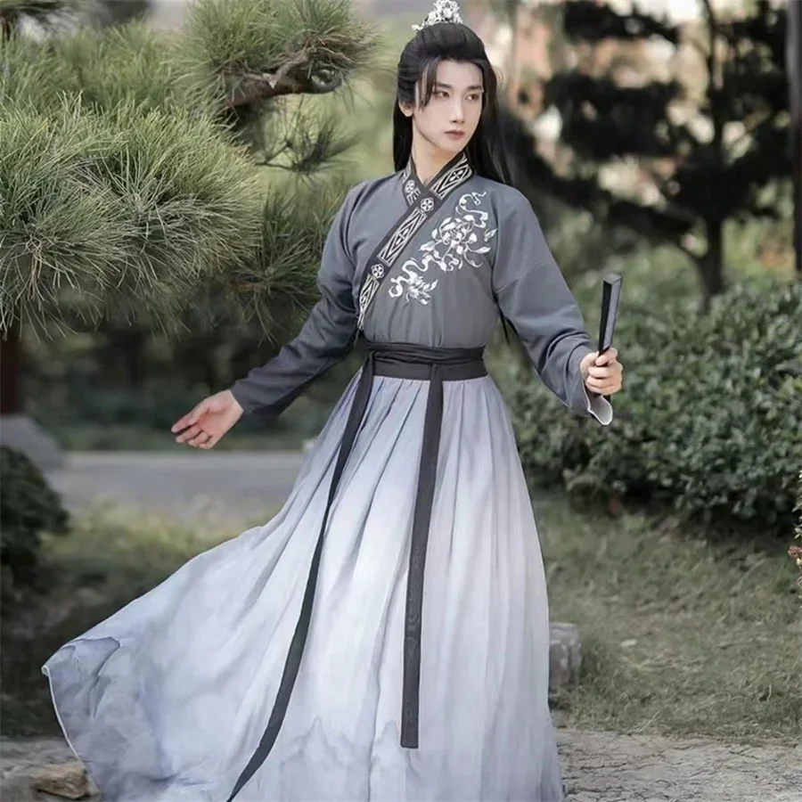 

Plus Size 3xl Hanfu Mannen Oude Chinese Hanfu Set Mannelijke Cosplay Kostuum Zomer Feest Hanfu Zwarte Outfit Voor Mann