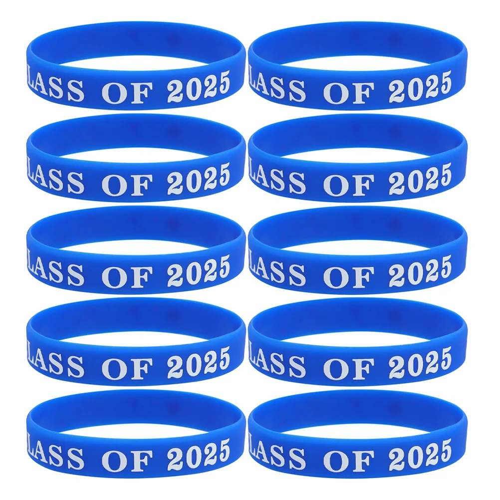 10 Pcs Graduation Party Wristbands Bracelets Blue Stickers Candy Rubber Silica Gel for Men Campus