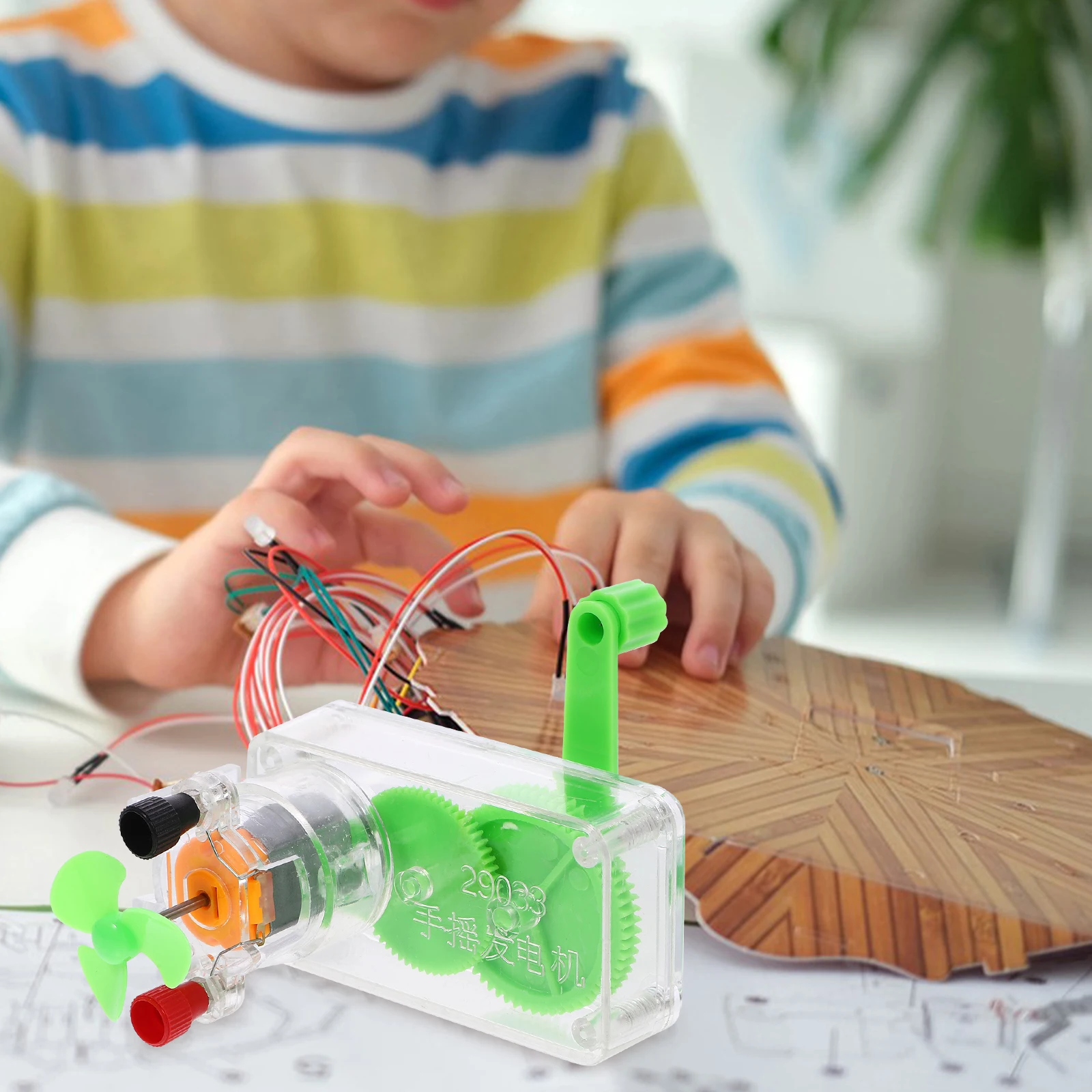 

1 set Hand Crank Generator Kids Science Experiment Electrical Kit Portable Diy Manual Electricity Safe Creative