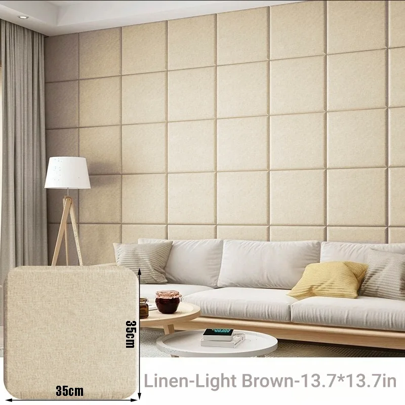 Upholstered Wall Mounted Headboard 3D Soundproof Self Adhesive Wall PanelsPeel and Stick Anti-collosion Wall Pad Home Decoration