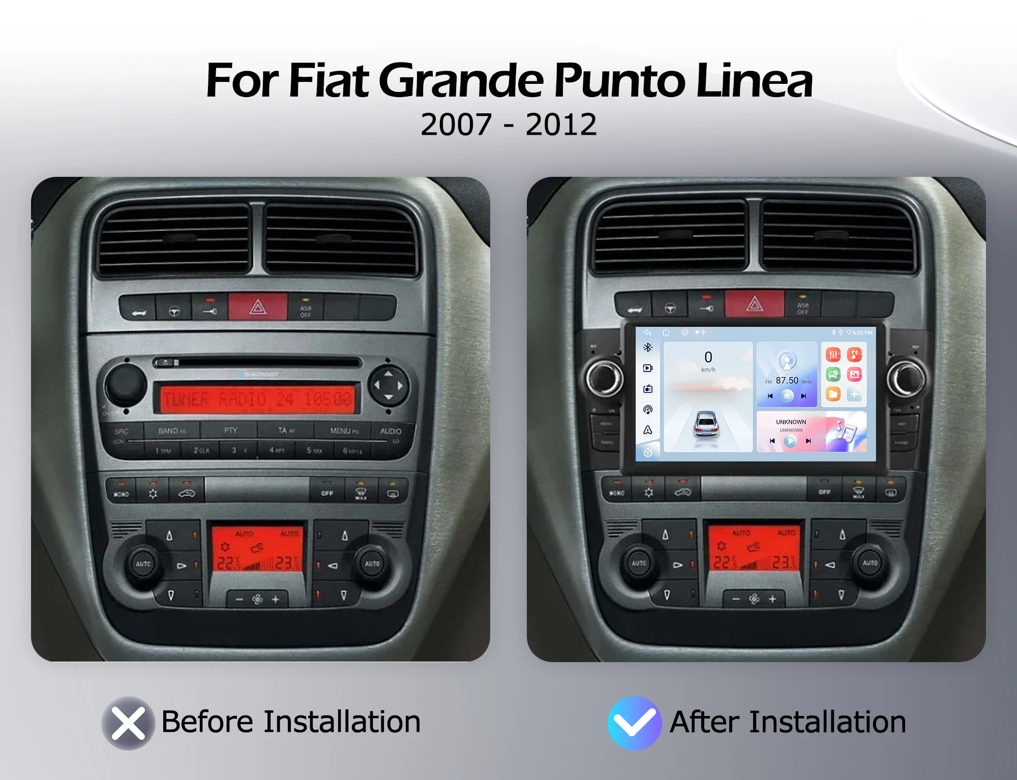For FIAT Grande Punto Linea 2007-2012 Android 16 Car Radio Lntelligent Multimedia Player Auto Wireless CarPlay WIFI 4G DSP GPS