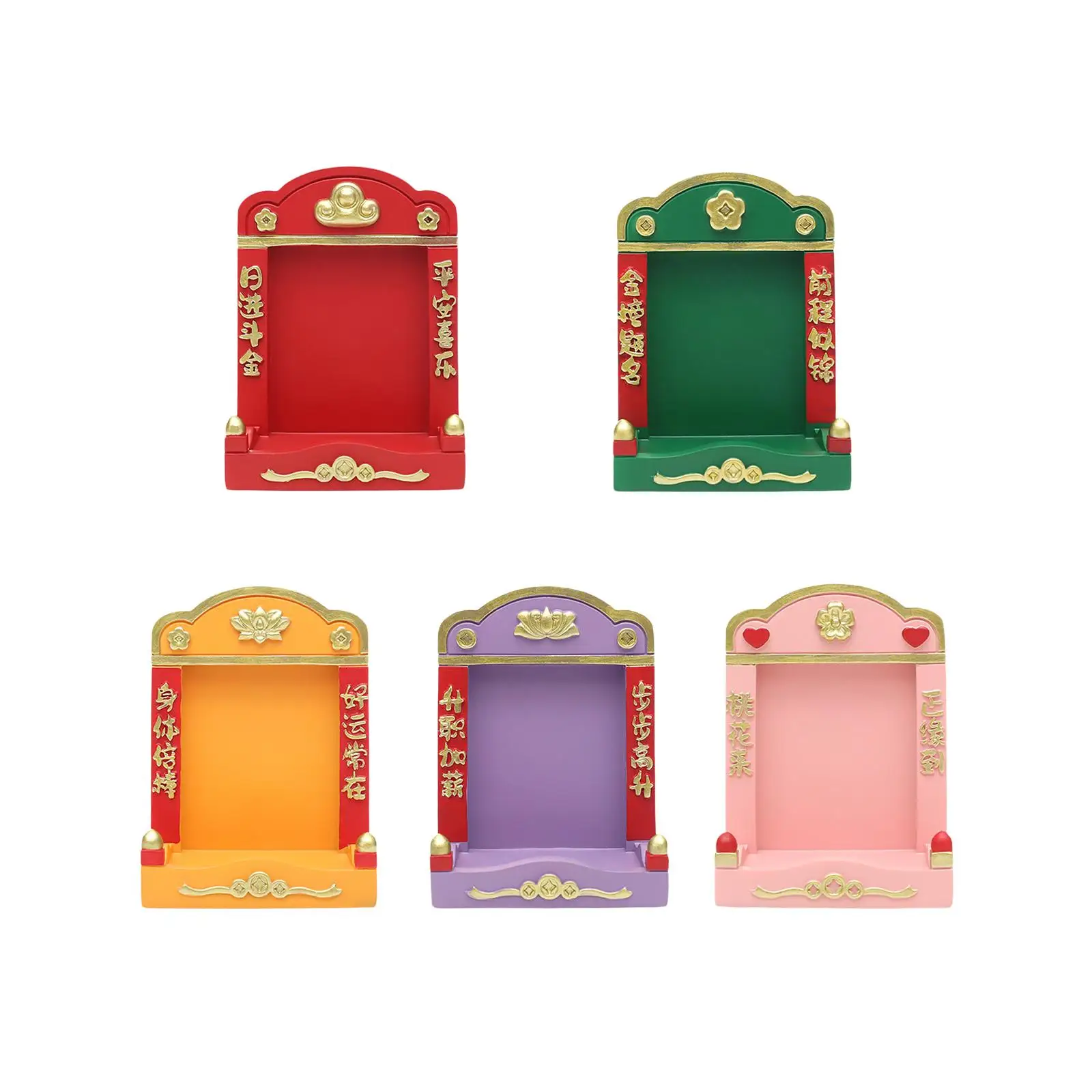 Mini Buddhist Niche Tabletop Decoration Chinese Style Ornament Display Stand Mini Shrine for Home Bookshelf Living Room Table