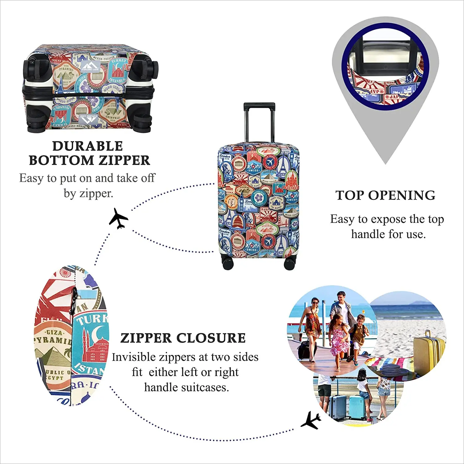 High Quality Luggage Protective Cover Washable Suitcase Protector with Zipper Anti-scratch Travel Trolley Cover Fits 18-30 Inch