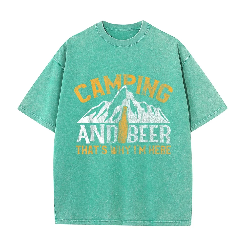 Camping and Drinking Shirt Beer Why I'm Here Tee T-Shirt Japanese Style Футболка Short Sleeve Summer Top Cotton T Graphic Funny