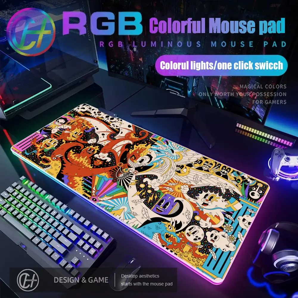 

Kawaii фиолетовый коврик для мыши RGB игровой коврик для мыши настольный коврик HD геймер большой светодиодный светильник XXL коврики для мыши ПК компьютерный ковер