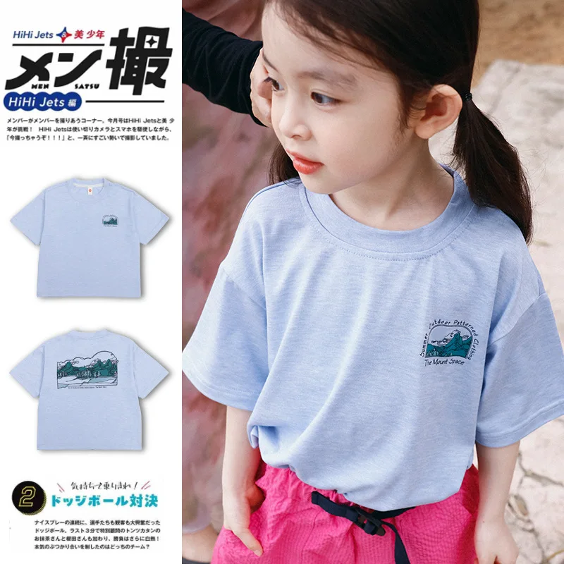

Outdoor Sports Children's Clothing Summer Children's Quick-drying Colourful Cotton T-shirt Girls Breathable Sports Tops