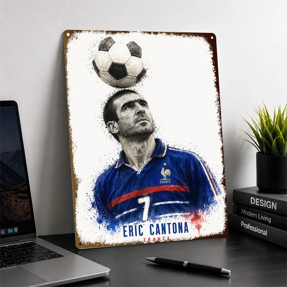 Eric Cantona Football Printed Poster Personalized Aluminum Metal Sign Club Legacy Style Wall Art Ideal For Bedroom Or Home Gym