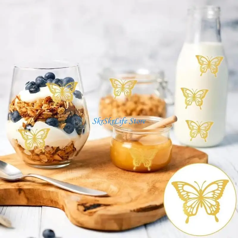 E65E 1 Roll Waterproof Sticker Adhesive Golden Butterfly Sticker Easy Peels And For Journals Laptops School Accessory