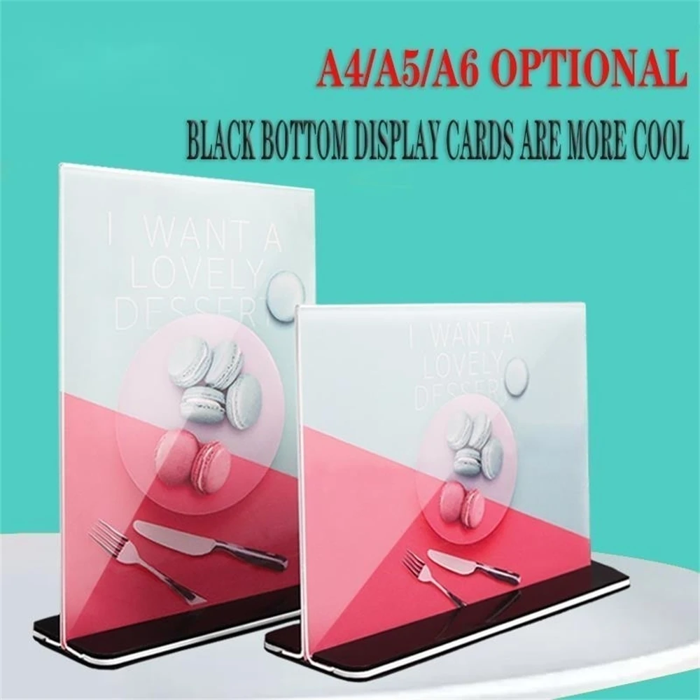 Acrylic Stand Brand A5 Double-sided Transparent Milk Tea Shop Menu Wine Crystal High-end Pull-out T-shaped Display Stand