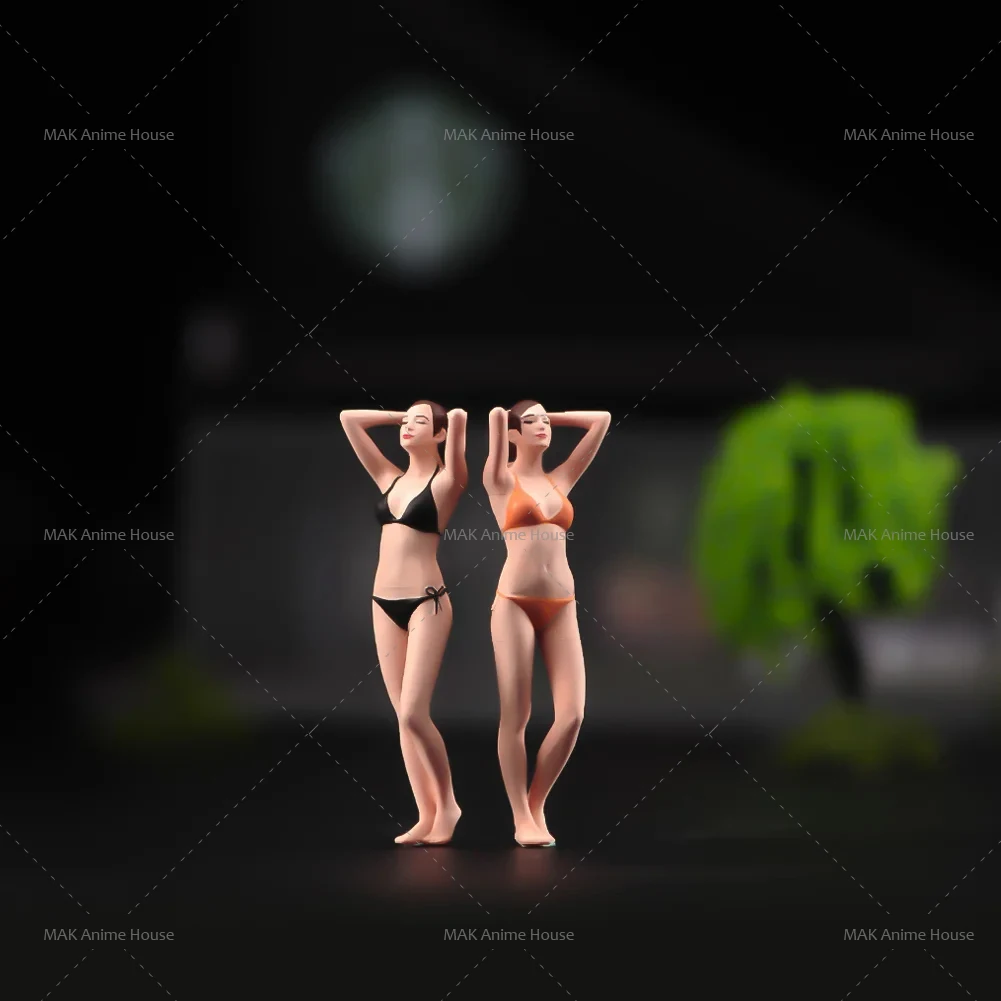 

3D Painted Miniature 1/64 1/43 Beach Bikini Swimwear Girl Figure Model Miniature Cars Vehicles Creative Photography Toys